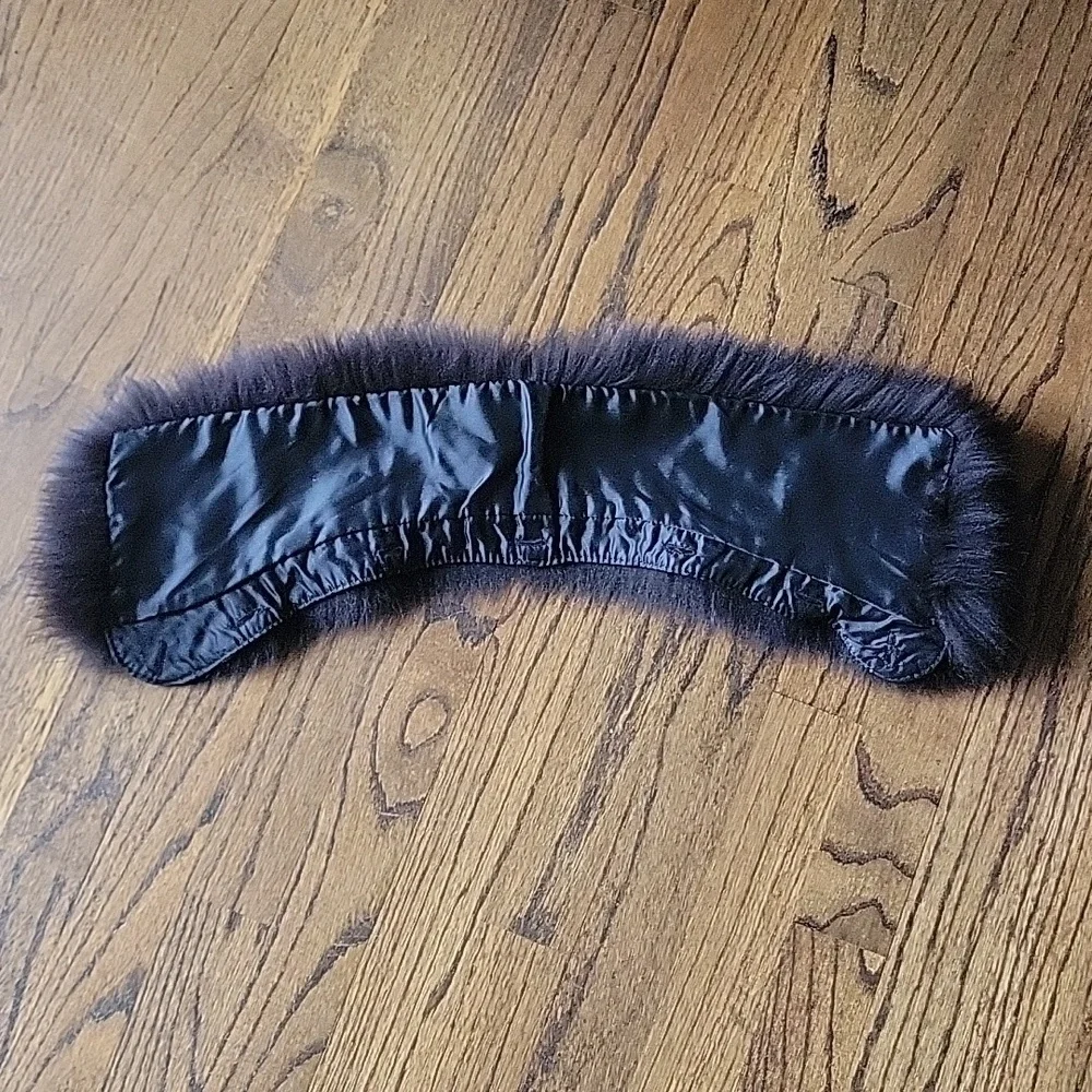 Black Fox Genuine Fur Detachable Jacket Coat Button Collar 23
